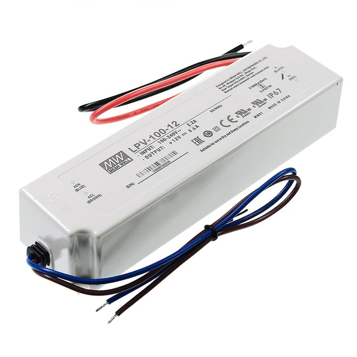 Mean Well LPV-100-12 LED Driver Switching Power Supply 102W 12V Single Output Meanwell AC-DC