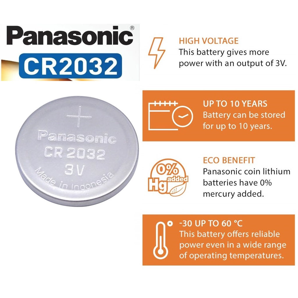 Panasonic CR2032 (5-20 pcs) Bulk Packing ECR2032 2032 Lithium Coin Cell Button Battery 3V 3 volts