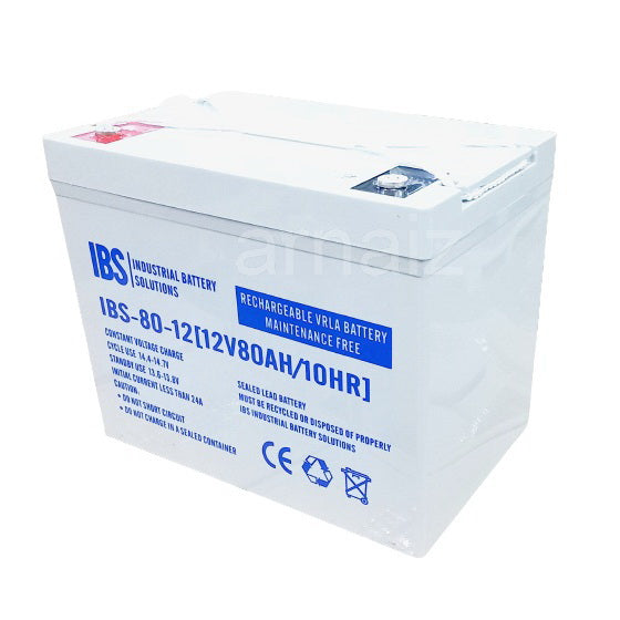 IBS 12V 80Ah Rechargeable IBS-80-12 Valve Regulated Lead Acid (VRLA) Battery Maintenance free