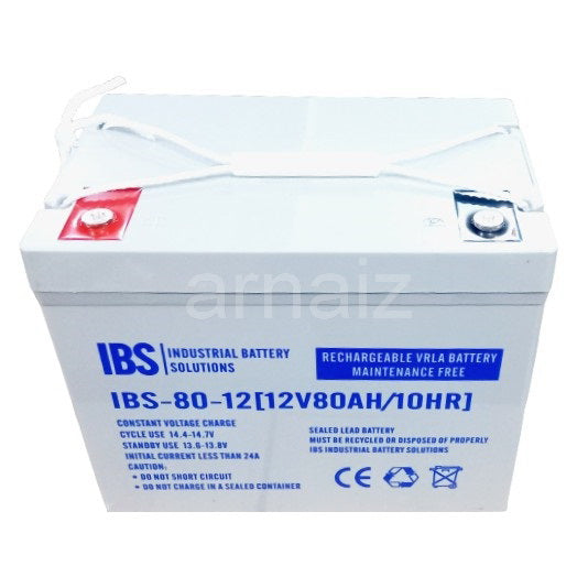 IBS 12V 80Ah Rechargeable IBS-80-12 Valve Regulated Lead Acid (VRLA) Battery Maintenance free