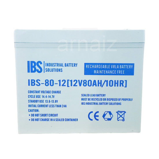 IBS 12V 80Ah Rechargeable IBS-80-12 Valve Regulated Lead Acid (VRLA) Battery Maintenance free