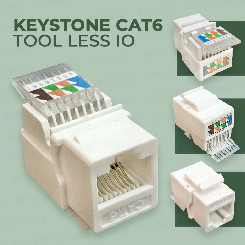 CAT6 IO Keystone Jack RJ45 Tool Less type Unshielded UTP Network Jack Connector Information Outlet