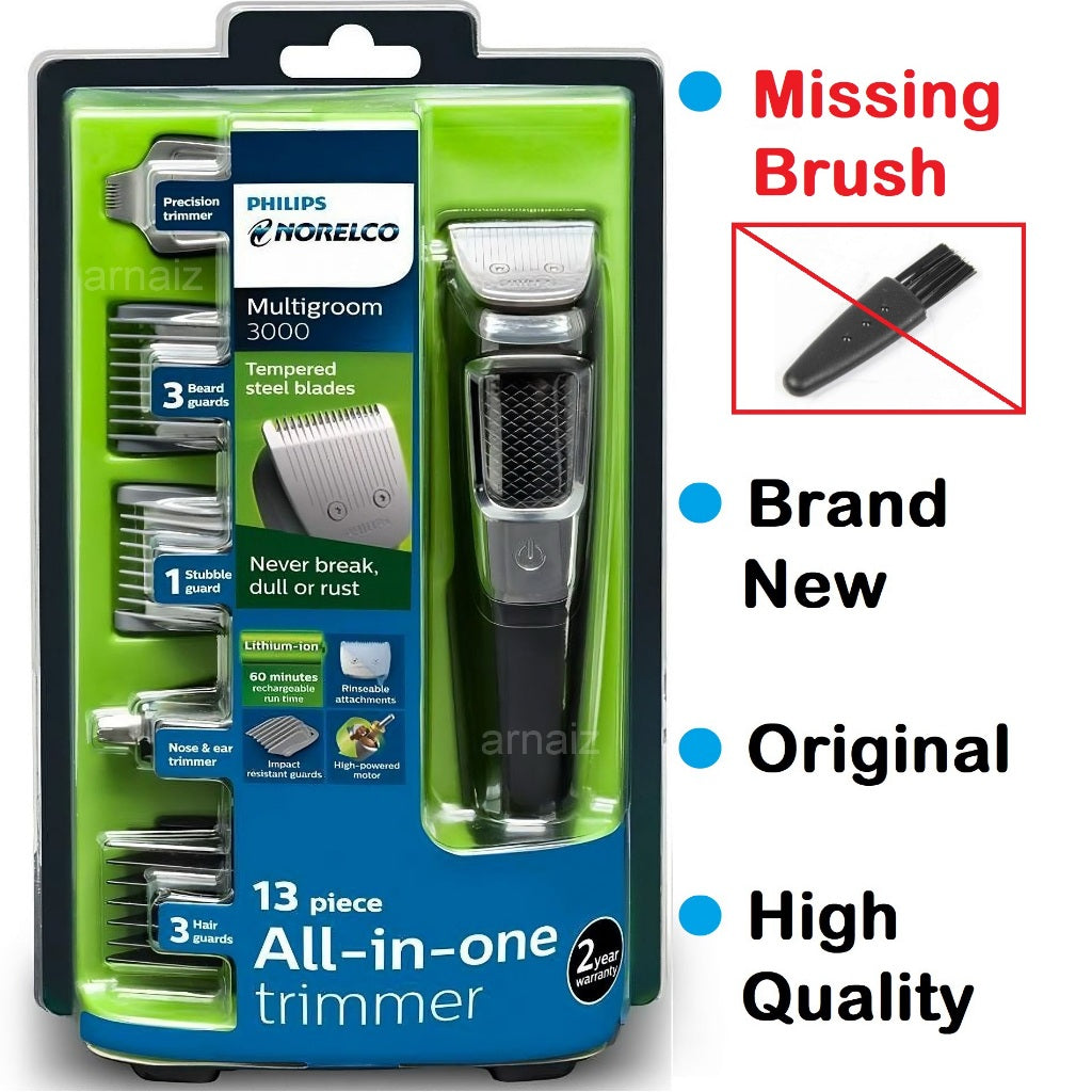 Philips Norelco Multigroom All-In-One Series 3000 13 Attachments FFP Hair Trimmer Clipper Body Nose