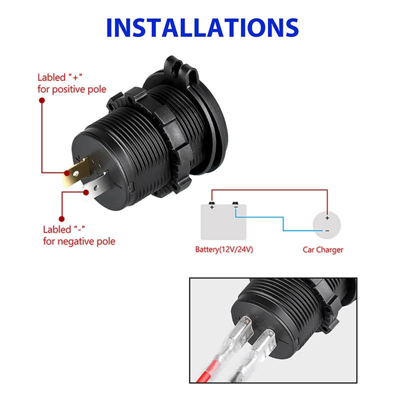 Cigarette Lighter Socket Power Plug Outlet with Wire 12V 24V Car Motorcycle Boat Waterproof Female