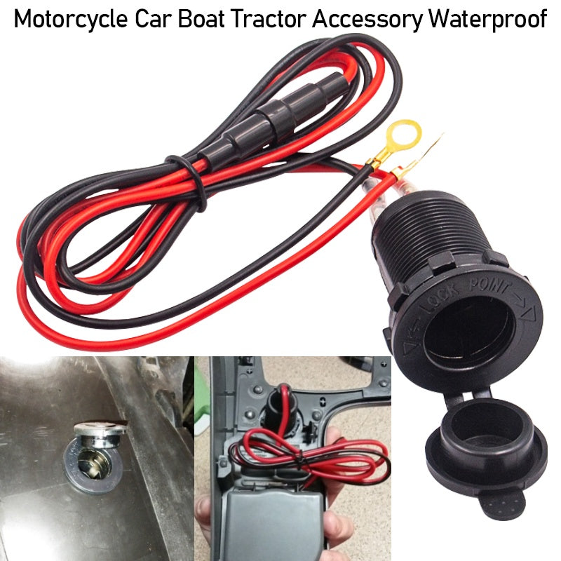 Cigarette Lighter Socket Power Plug Outlet with Wire 12V 24V Car Motorcycle Boat Waterproof Female