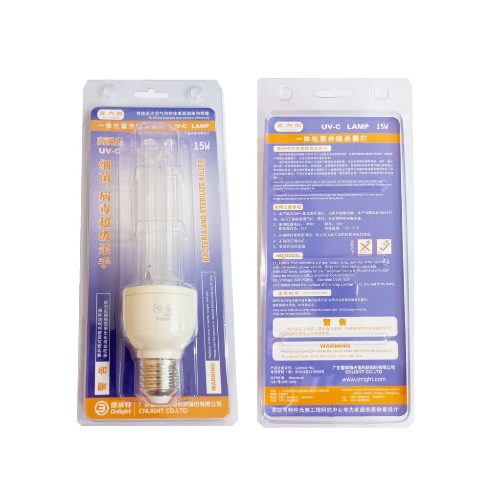 CFL UVC 15W 220V E27 Base UV Germicidal Lamp Kill Harmful Micro-Organisms Sanitation UV Lamp 15watts