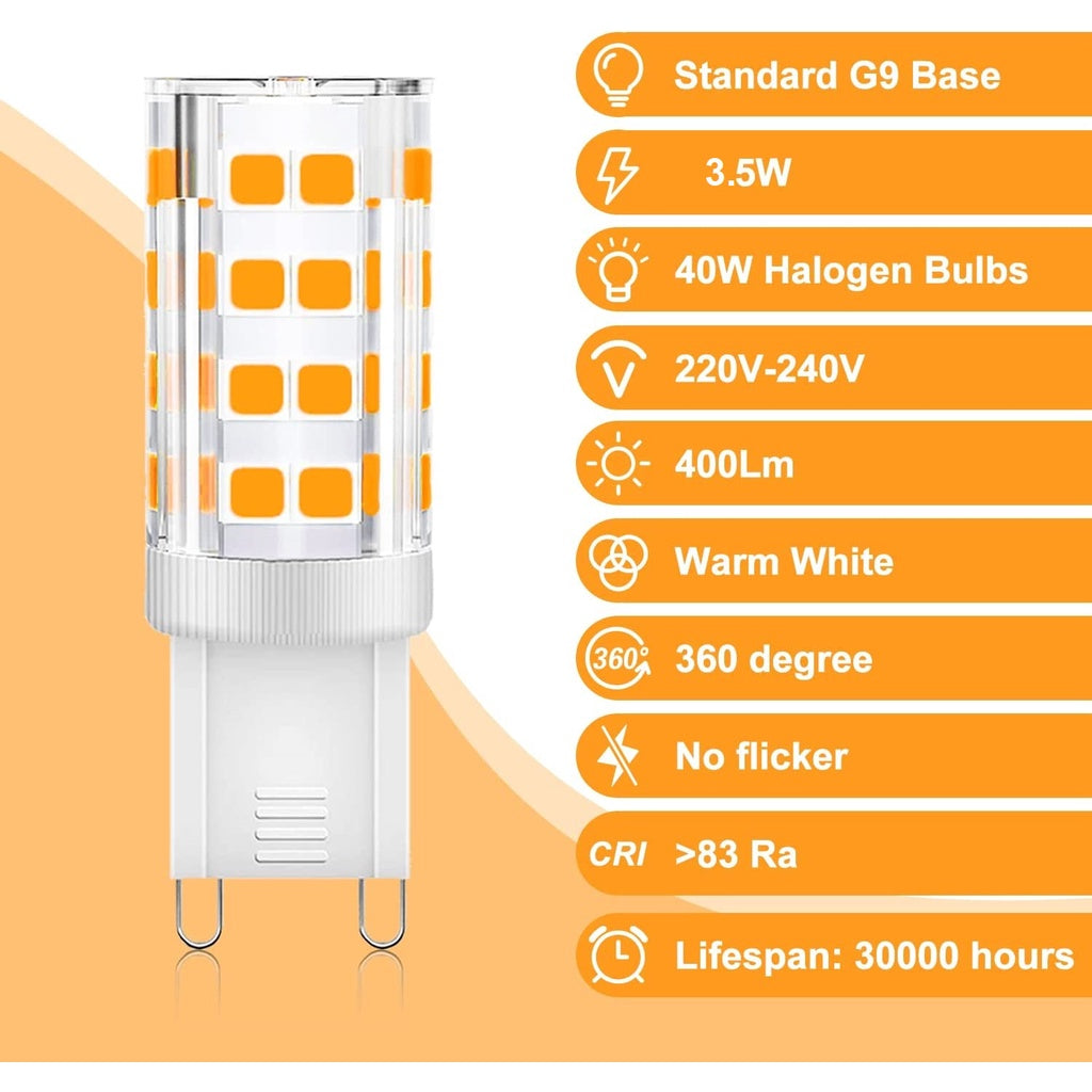 Led Bulb G9 3.5W 2700K 220-VAC Clear Type 220V Warm White Capsule Light Non-dimmable for Chandelier