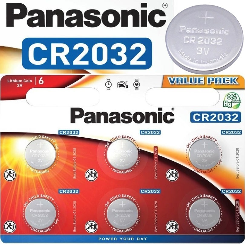 Panasonic CR2032 (1-6 pcs) ECR2032 2032 Lithium Coin Cell Button Battery 3V 3 volts DL2032 BR2032