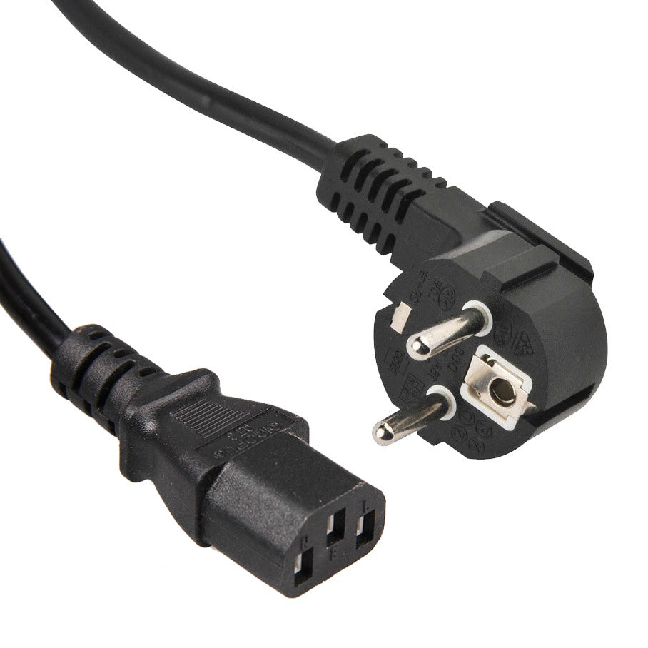 Power Cord Angled German Plug European Standard To C13 SJT AWG18 3C 3m 3meters 1mm Black Wire CEE7/7