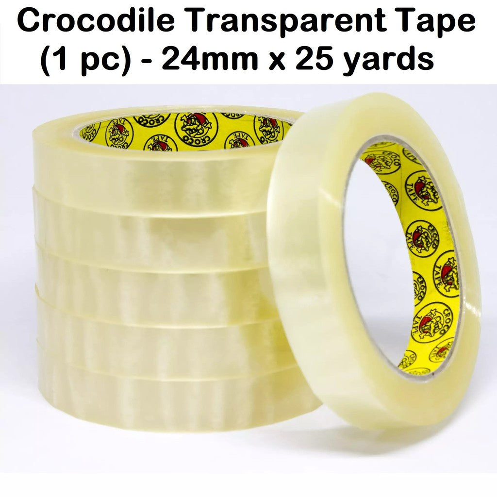 Crocodile Transparent Tape (1 pc) 24mm x 25 yards Sticky Clear Tape Stationery Tape 1 inch