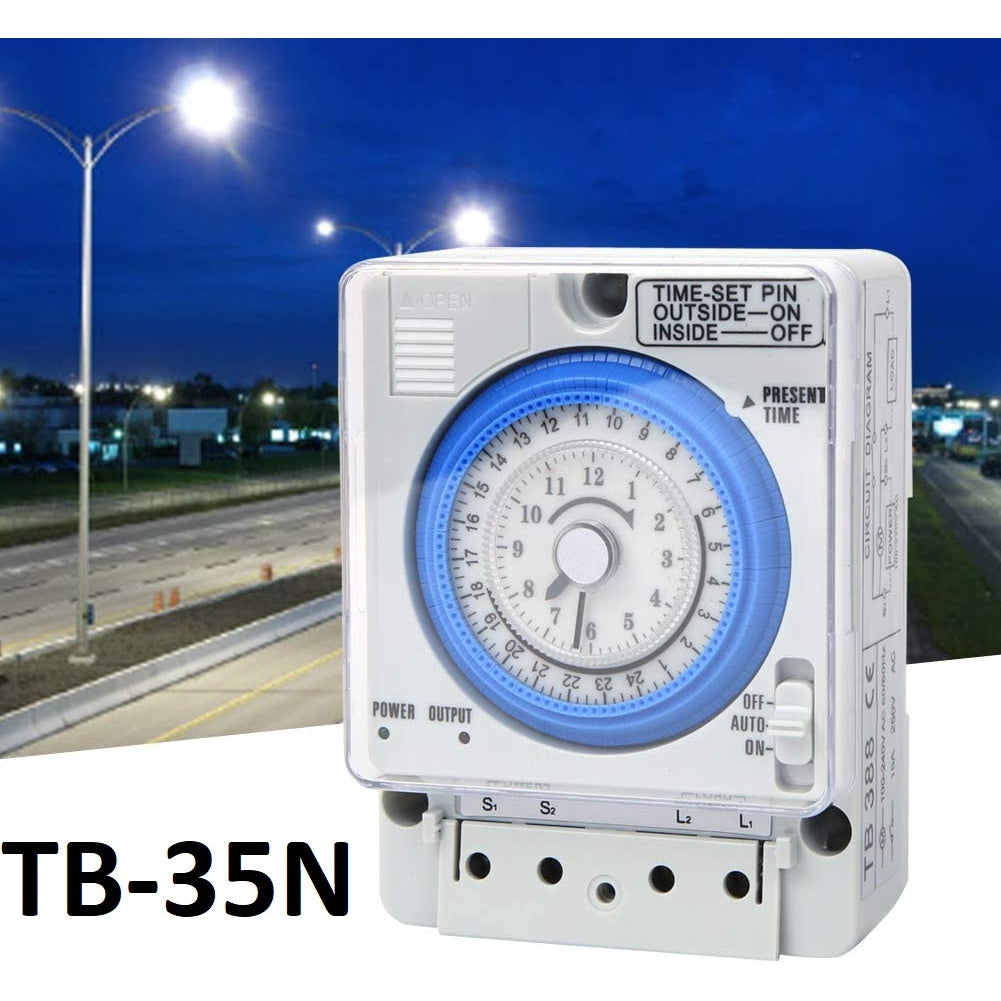 Daily Timer TB-35N With Back Up Battery Timer Switch 15 Min 24 Hrs AC100-240V 15A Non Power Failure