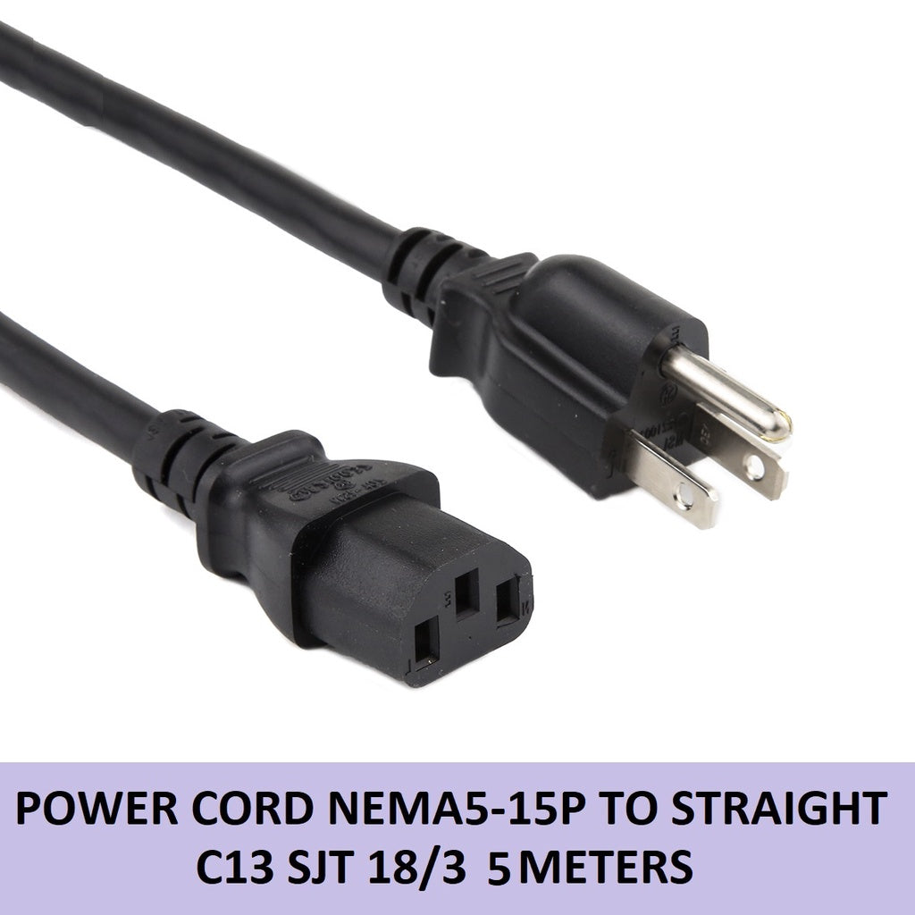 Power Cord NEMA 5 15P To C13 NEMA 5-15P 5m Replacement AC Power Cord Monitor Power Cable 5 meters