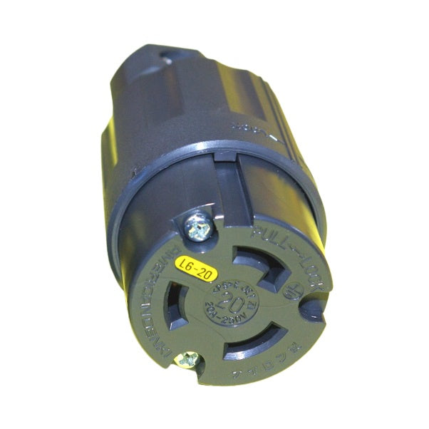 American Denki 3224N-L6 Locking Connector 20A 250V 2 Pole 3 Wire Nylon Housing Twist Locking