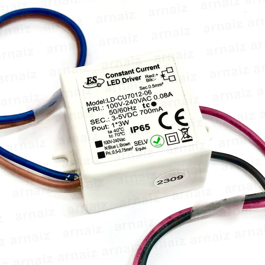 LD-CU7012-06 Constant Current LED Driver IN:100-240VAC OUT:3-5VDC, 700MA 3W LDCU701206 3 Watts