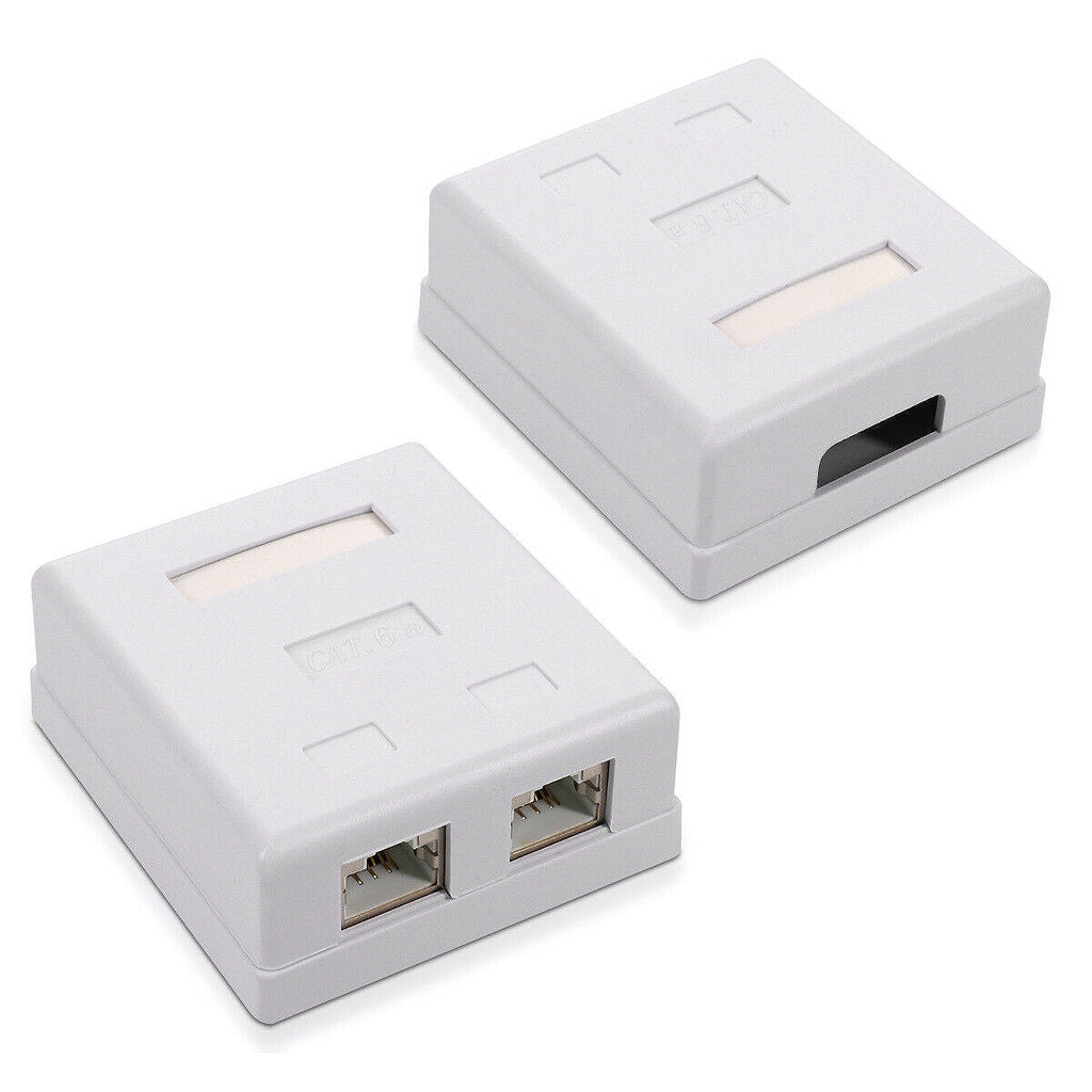 Cat6 2 Port Modular Box Surface Mount Box w Adhesive cat 6 RJ45-8P8C Double Port Information Outlet