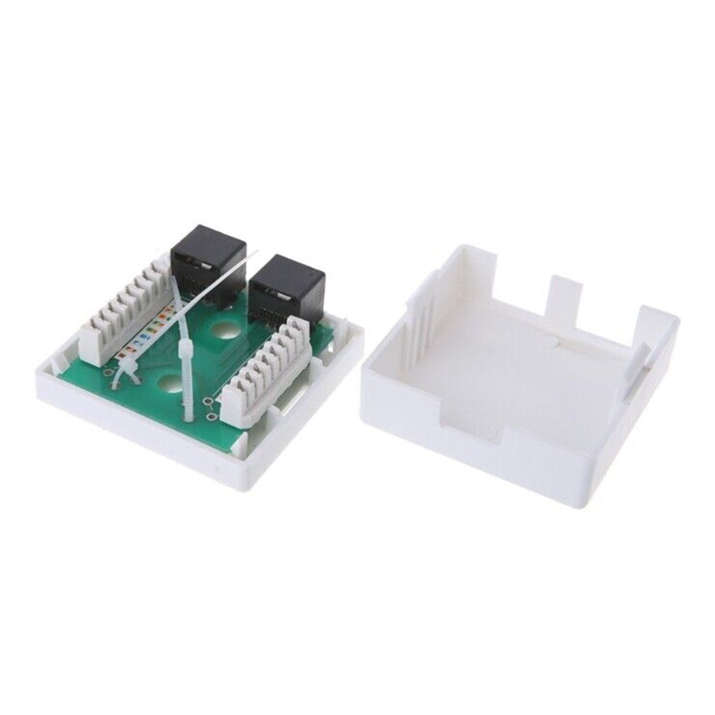 Cat6 2 Port Modular Box Surface Mount Box w Adhesive cat 6 RJ45-8P8C Double Port Information Outlet