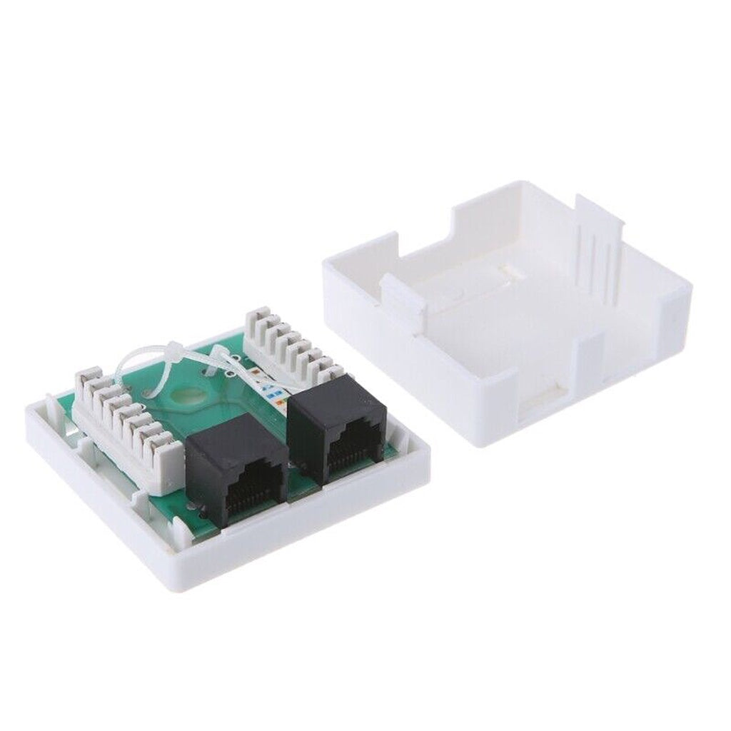 Cat6 2 Port Modular Box Surface Mount Box w Adhesive cat 6 RJ45-8P8C Double Port Information Outlet