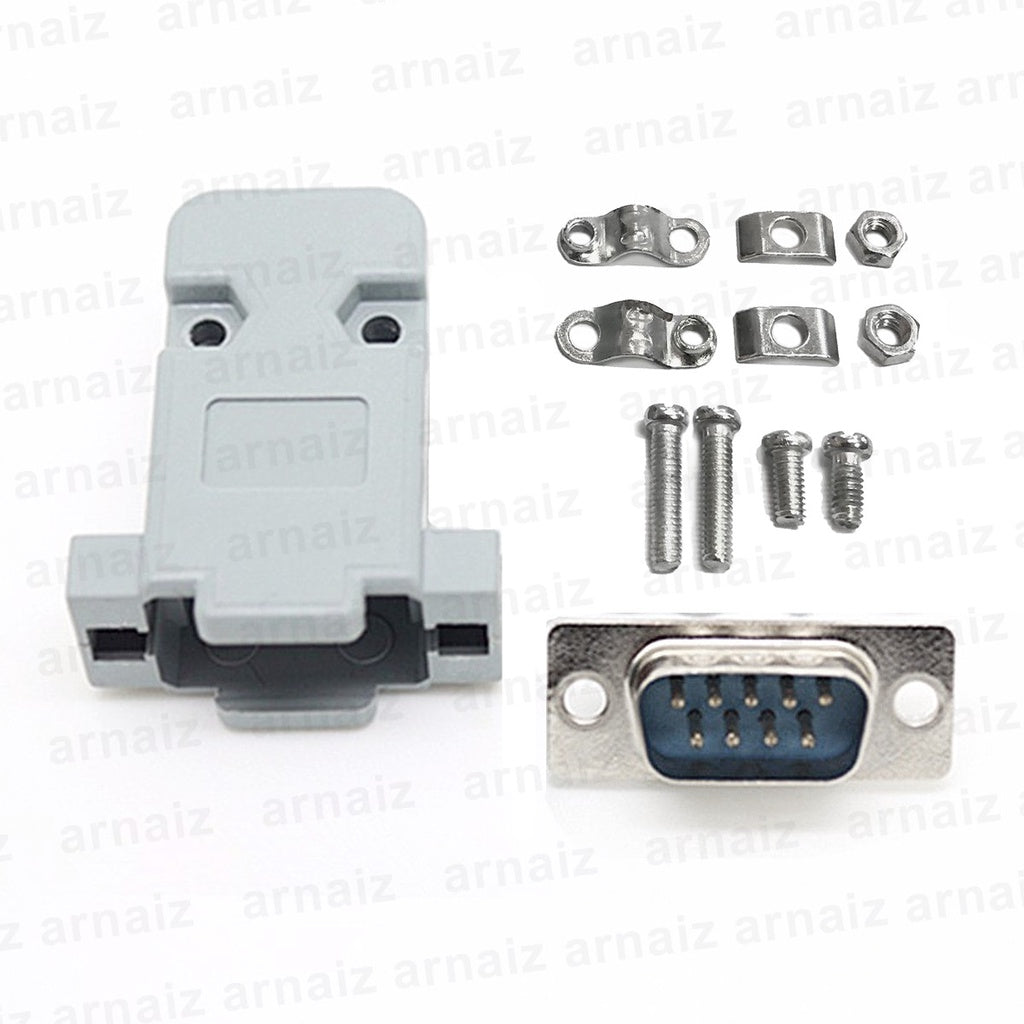 DB9 RS232 Male Connector with Socket D Sub 9 pin PCB Connector Male Connect with Cover Set