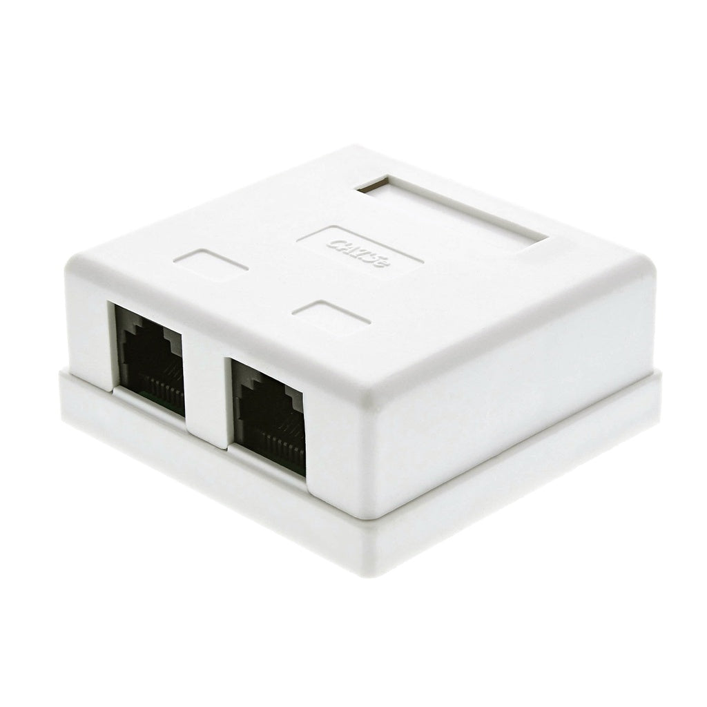 Cat5e 2 Port Modular Box Surface Mount with Adhesive cat 5e RJ45-8P8C Double Port Information Outlet