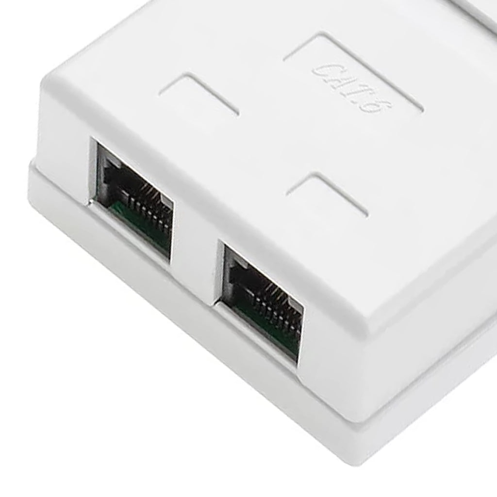Cat6 2 Port Modular Box Surface Mount Box w Adhesive cat 6 RJ45-8P8C Double Port Information Outlet