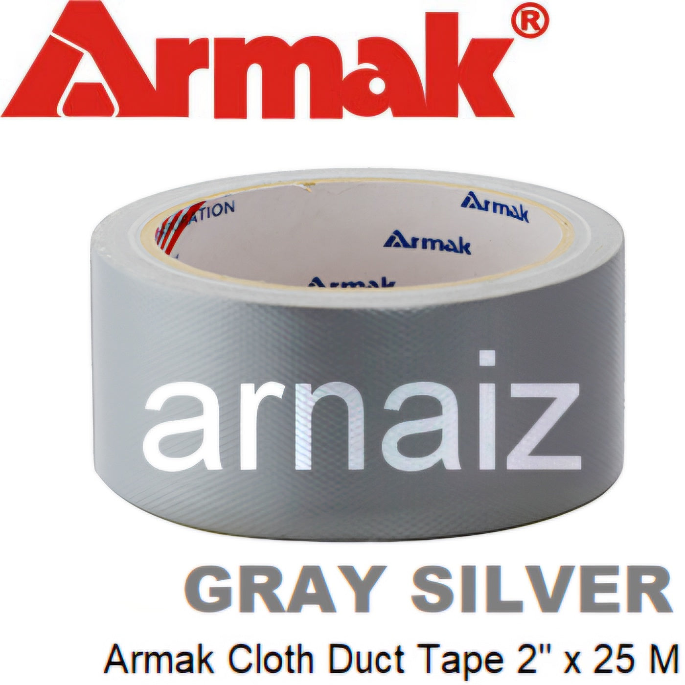 Armak Cloth Duct Tape - Silver Grey Gray Mesh Duck Tape 2 inch x 82 feet or 48 mm x 25 meter