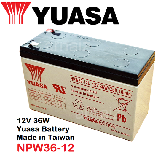 Yuasa UPS Battery 12V 7.2Ah NPW36-12 12 Volts 36 Watts 7.2 Ampere 36W Rechargeable Valve Regulated