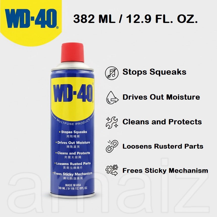 Multipurpose Lubricant WD-40  382ML 12.9 12.9 FL. OZ. Multi-Purpose  Lubricant Penetrating Oil WD40