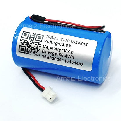 Size D 1 Cell Lithium Battery 3.6V 19Ah w/ Connector ER34615 34615 D Cell LS33600 Batteries 19000mAh