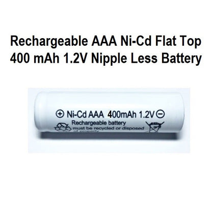 Rechargeable AAA Battery Flat Top Nipple Less Battery Ni-Cd 1.2V 400mAh AAA Batteries