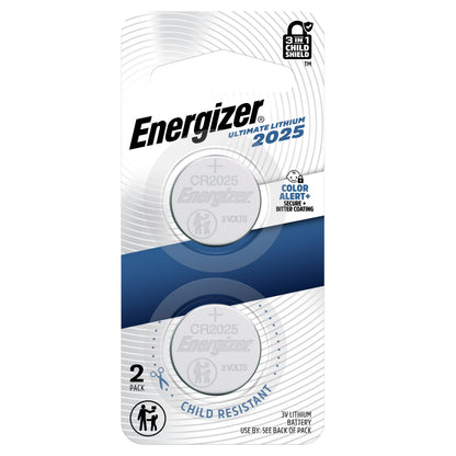 Energizer CR2025 (2 pcs) CR 2025 Battery CR-2025 Coin Cell Button 3V Lithium Batteries