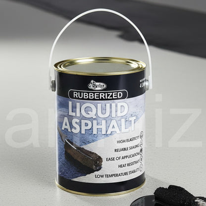 Shelby Rubberized Liquid Asphalt 4 Liters Gallon Waterproofing Paint S16 Black Asphalts Coating