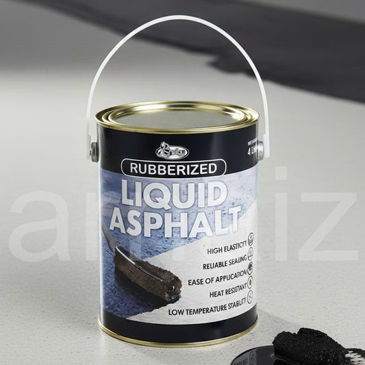 Shelby Rubberized Liquid Asphalt 4 Liters Gallon Waterproofing Paint S16 Black Asphalts Coating