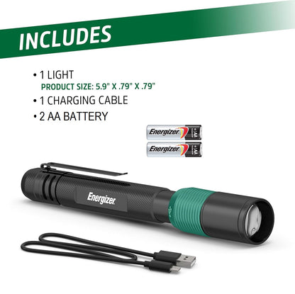 Energizer YMPL22 Hybrid Pen Light Flashlight USB Rechargeable Bright Penlight IPX4 Water Resistant