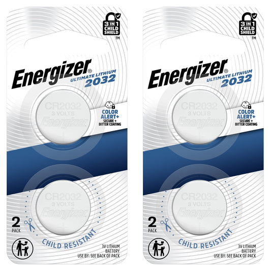 Energizer CR2032 (4 pcs) CR 2032 Battery Coin Cell Button 3V Lithium Batteries CMOS PC Desk Lap top
