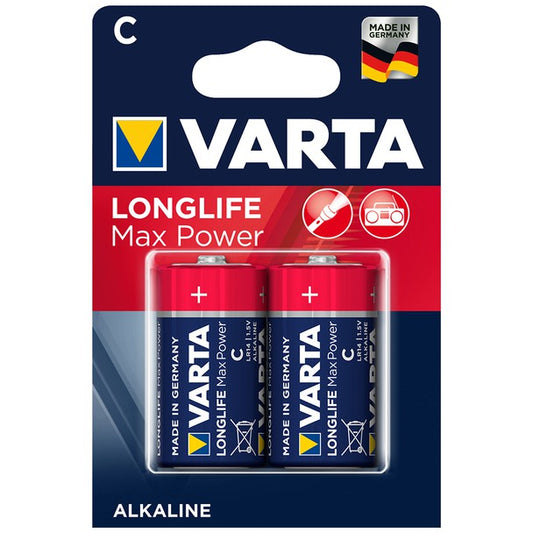 Varta Size C Batteries (2 pcs) MAX Power Alkaline Battery Original in Blister Pack LR14 MN1400