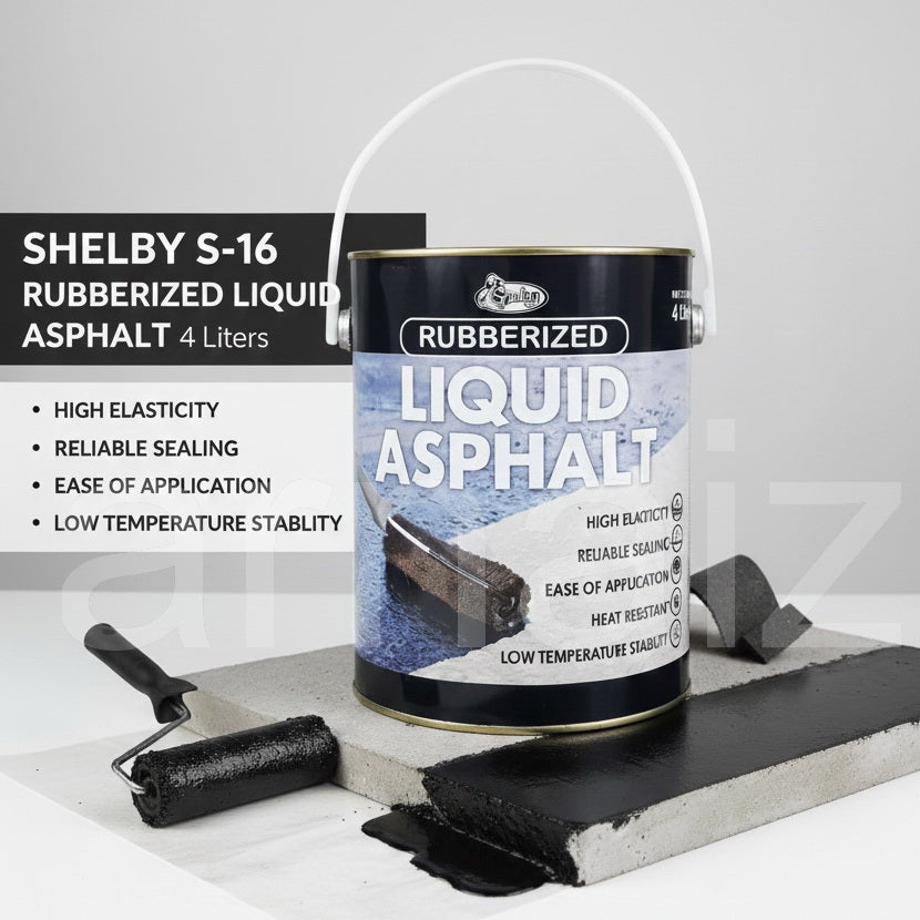 Shelby Rubberized Liquid Asphalt 4 Liters Gallon Waterproofing Paint S16 Black Asphalts Coating