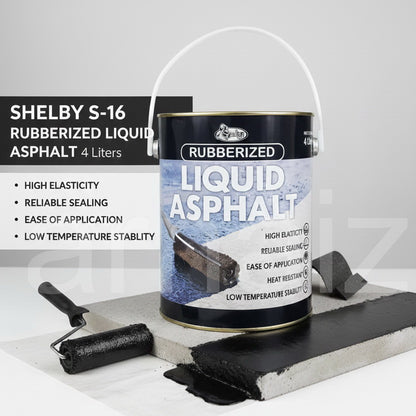 Shelby Rubberized Liquid Asphalt 4 Liters Gallon Waterproofing Paint S16 Black Asphalts Coating