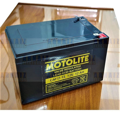 Motolite Battery 12V 12Ah OM12-12 12 Volts 12 Ampere Rechargeable E-Bike Wheelchair Elevator Battery