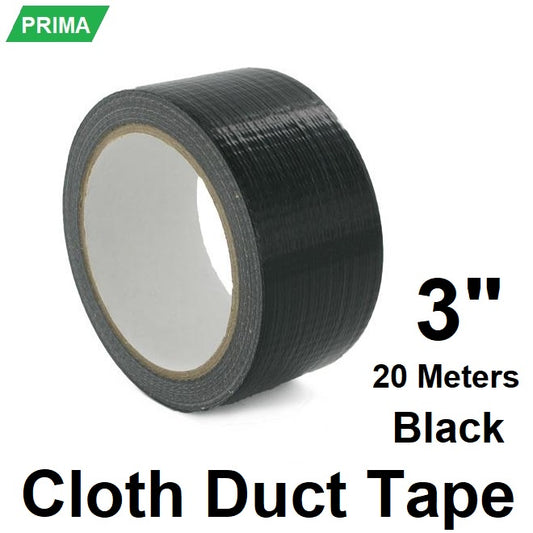 Prima Cloth Duct Tape - Black Mesh Duck Tape 3" 3inches x 65 feet or 72 mm x 20 meters High Quality