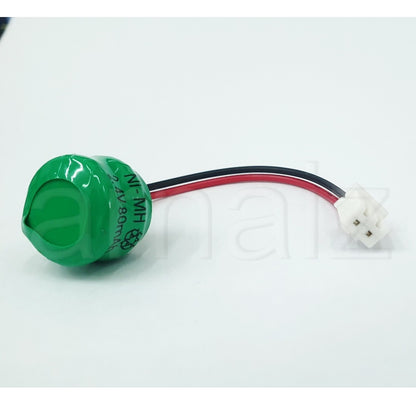 Battery for Camsco and Panasonic Timers NIMH 2.4V 80mAh 2x Button Cells with Connector 24 Hour Timer