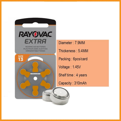 Rayovac Extra Advanced Size 13 PR48 (6 pcs) Hearing Aid Battery Hearing Aid Batteries 1.45V A13