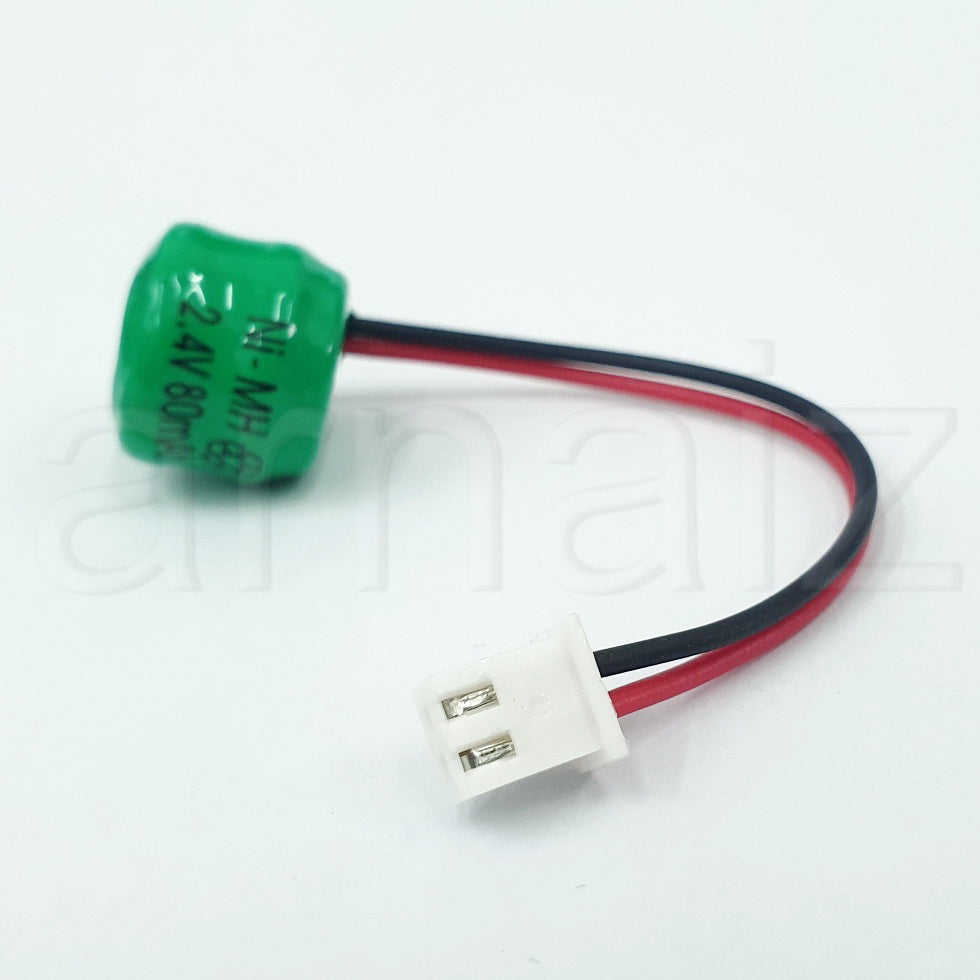 Battery for Camsco and Panasonic Timers NIMH 2.4V 80mAh 2x Button Cells with Connector 24 Hour Timer