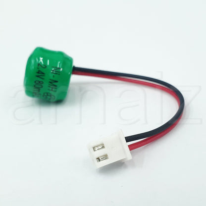 Battery for Camsco and Panasonic Timers NIMH 2.4V 80mAh 2x Button Cells with Connector 24 Hour Timer