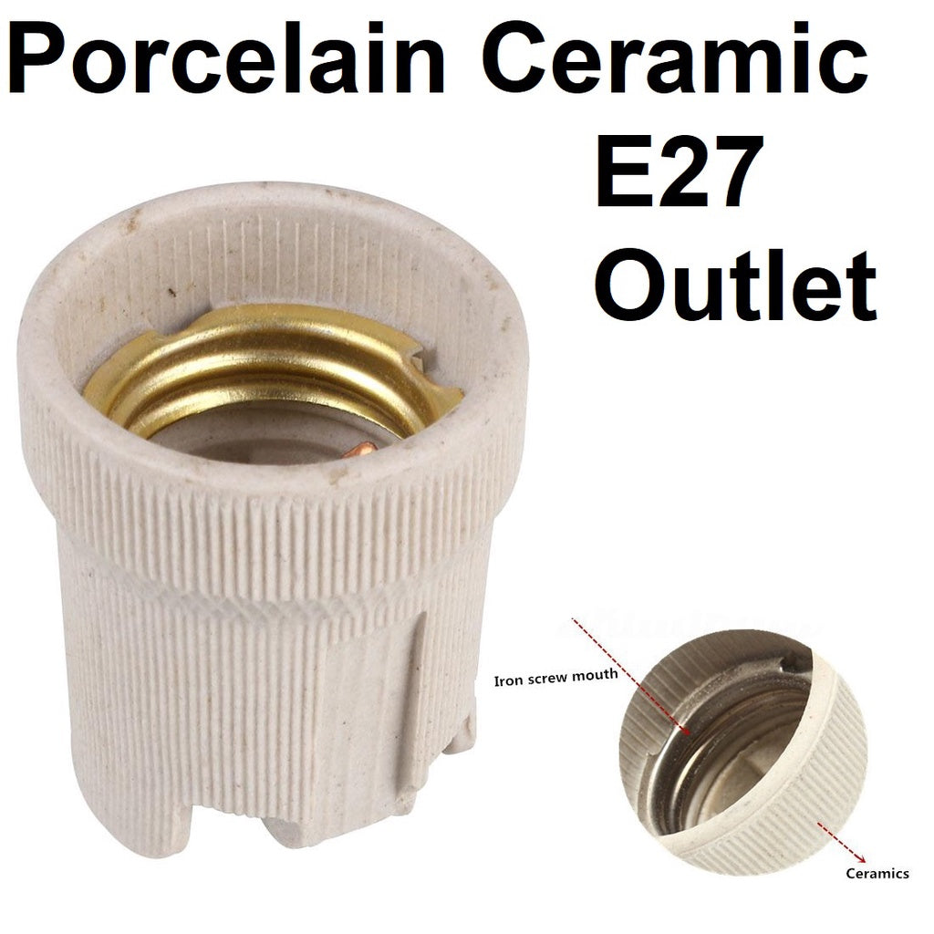 E27 Screw Ceramic Porcelain Socket Bulb Holder For Reptile Pet Heat Lamps F519 Ceramic Outlet Screw