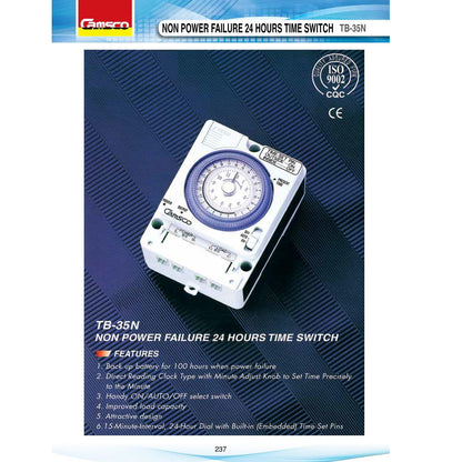 Camsco TB-35N Non Power Failure 24 Hours Timer Time Switch 15A