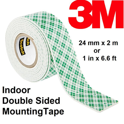 3M Double Sided Tape 24mm x 2m Foam Type Scotch Indoor Mounting Tape 1 inch x 6.6 feet 110-2A