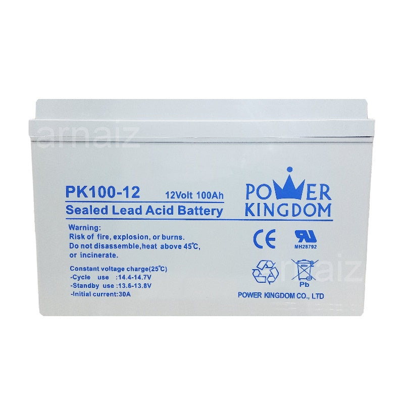 Power Kingdom PK100-12 Solar Rechargeable 12V 100AH Valve Regulated Lead Acid (VRLA) Battery