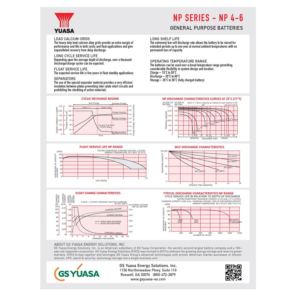 Yuasa 6V 4Ah NP4-6 6 Volts 4 Ampere Rechargeable Sealed Lead Acid Battery Maintenance Free NP 4-6 to