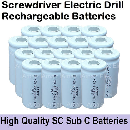 2-20pcs Screw Driver Electric Drill SC Batteries 1.2V 1800mah Sub C Ni-Cd Rechargeable Battery SUBC