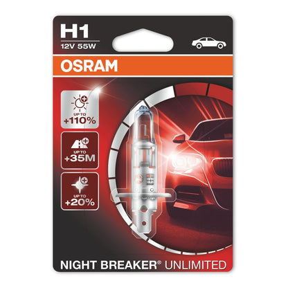 Osram H1 (1pc) Night Breaker Unlimited Nightbreaker 55w Car Headlight Bulb Halogen 64150NBU 55W 12V